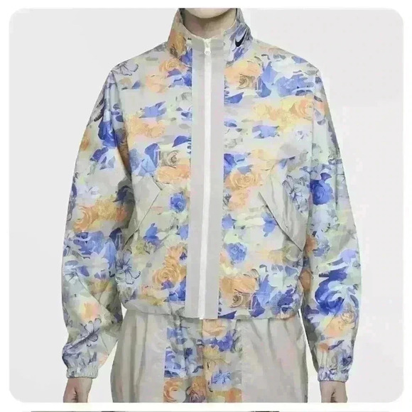 NIKE- Nike Sportswear Womens Woven Floral Track Jacket Windbreaker Sz M - Picture 1 of 12